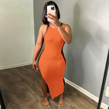 Load image into Gallery viewer, Solid color sexy split dress AY2937
