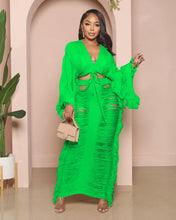 Load image into Gallery viewer, Fashion knitted hollow out long sleeved skirt set（AY2991
