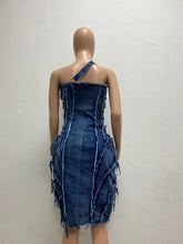 Load image into Gallery viewer, Stretch denim patchwork dress AY3094
