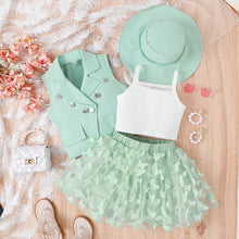 Load image into Gallery viewer, c=Children&#39;s vest, T-shirt, hat, skirt, four piece set AY3097
