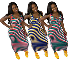 Load image into Gallery viewer, Fashion striped tank top loose fitting dress AY2958
