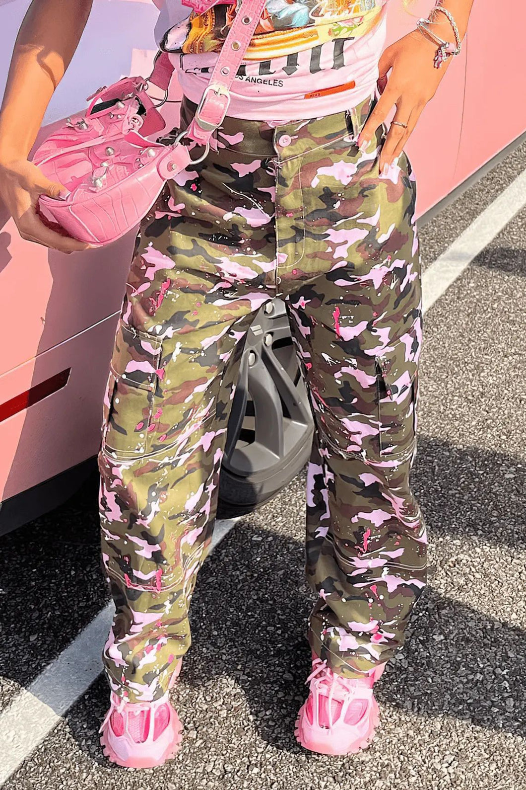 Fashion high waisted camouflage pocket pants AY3181