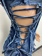 Load image into Gallery viewer, Stretch denim patchwork dress AY3094
