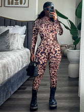 Load image into Gallery viewer, Sexy Hot Girl Leopard Print Trousers Shorts Zipper Print Jumpsuit
