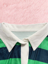 Load image into Gallery viewer, Striped contrast color navel-baring short lapel top hip-wrapped skirt suit
