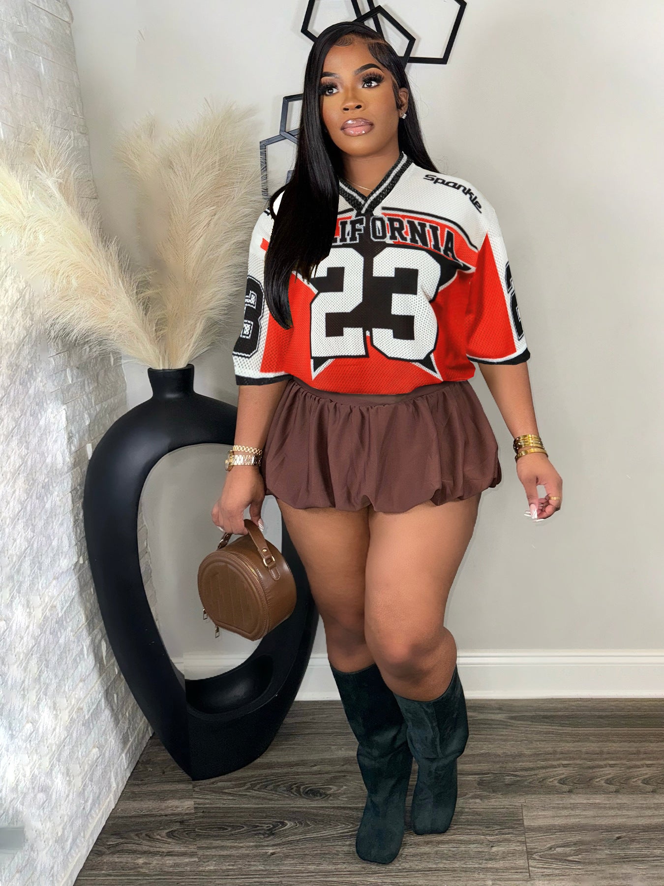 Retro Loose Casual T-shirt Contrast Color Sports Jersey