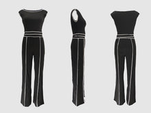 Load image into Gallery viewer, Off-shoulder contrast color stitching high waist trousers suit
