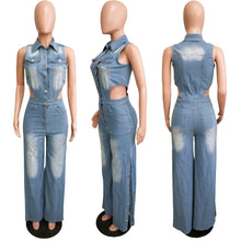Load image into Gallery viewer, Slim Fit Stretch Washed Denim Jumpsuit Straight Loose Bodysuit
