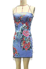 Load image into Gallery viewer, Vintage Positioning Print Bodycon Drawstring Tube Dress
