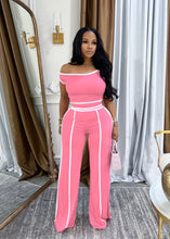 Load image into Gallery viewer, Off-shoulder contrast color stitching high waist trousers suit
