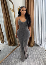 Load image into Gallery viewer, Washed V-neck denim jumpsuit with suspenders
