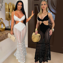 Load image into Gallery viewer, Sexy suspender V-neck lace see-through hip dress
