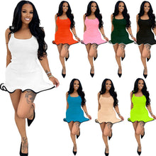 Load image into Gallery viewer, Sleeveless Wavy Hem Fitted Tank Dress
