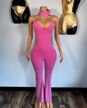 Load image into Gallery viewer, Washed V-neck denim jumpsuit with suspenders
