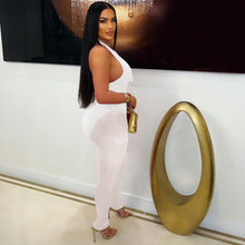 Load image into Gallery viewer, Deep V-neck sleeveless bodycon vest pocket mesh jumpsuit
