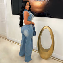 Load image into Gallery viewer, Slim Fit Stretch Washed Denim Jumpsuit Straight Loose Bodysuit
