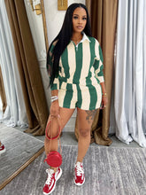 Load image into Gallery viewer, Casual Fashion Striped Lapel Top High Waist Shorts Set
