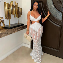 Load image into Gallery viewer, Sexy suspender V-neck lace see-through hip dress
