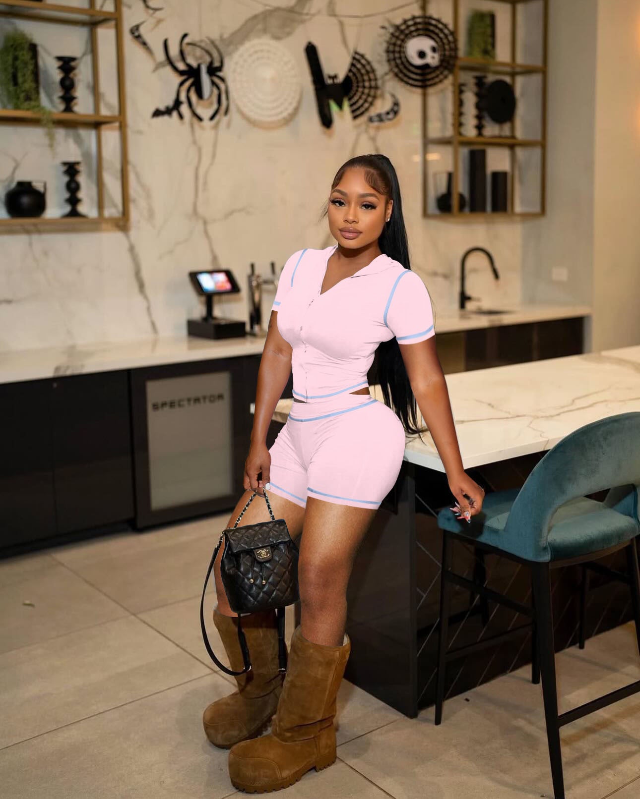 Sports casual short-sleeved shorts hot girl two-piece suit
