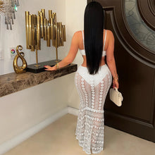 Load image into Gallery viewer, Sexy suspender V-neck lace see-through hip dress
