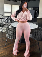 Load image into Gallery viewer, Hooded flared pants two piece suit
