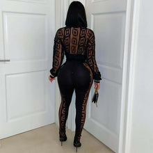 Load image into Gallery viewer, Printed mesh see-through shirt and trousers set
