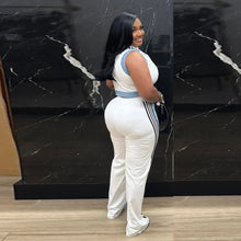 Load image into Gallery viewer, Casual Web Loose Stitching Denim Wide-Leg Pants Set
