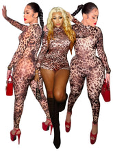 Load image into Gallery viewer, Sexy Hot Girl Leopard Print Trousers Shorts Zipper Print Jumpsuit
