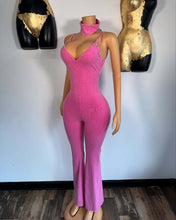 Load image into Gallery viewer, Washed V-neck denim jumpsuit with suspenders

