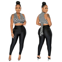 Load image into Gallery viewer, Sexy deep V-neck tie up top+pencil pants sports two-piece set AY2836
