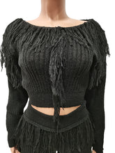 Load image into Gallery viewer, Solid color knitted long sleeved tassel set AY3131
