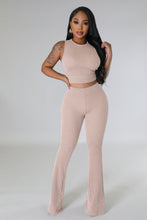 Load image into Gallery viewer, Solid color pit stripe sleeveless micro flared pants two-piece set AY2848
