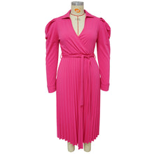 Load image into Gallery viewer, Fashion V-neck long sleeved pleated dress AY3165
