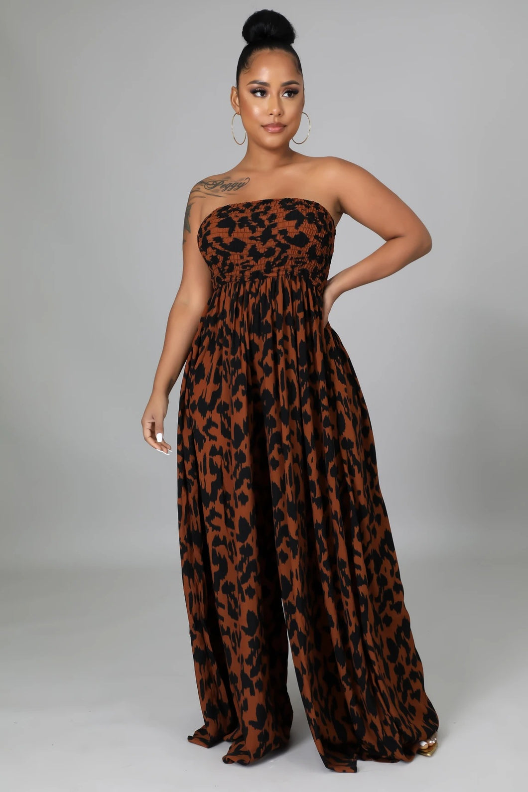 Fashion printed wrap chest jumpsuit AY3020