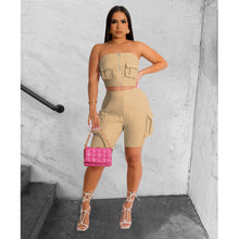 Load image into Gallery viewer, Solid color short sleeved shorts work casual two-piece set AY2843
