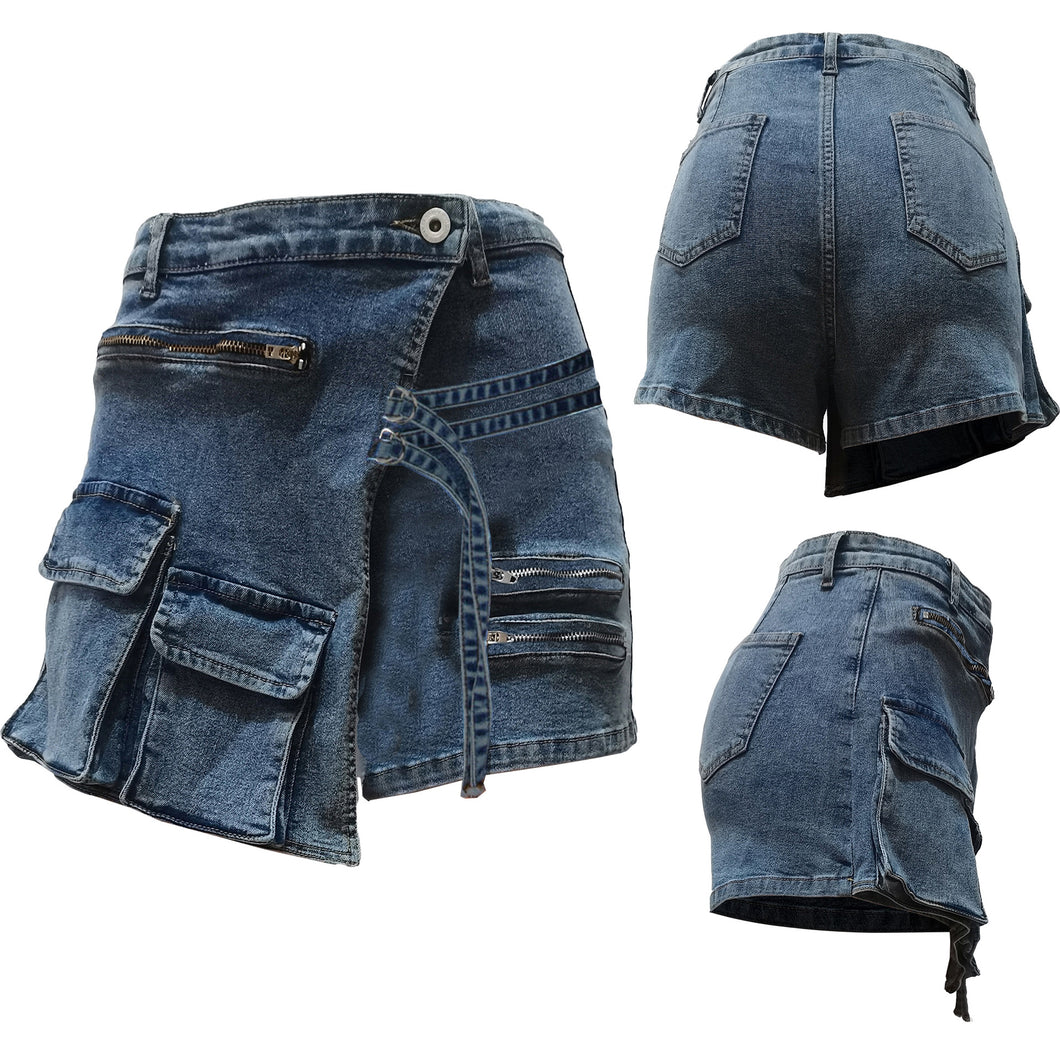 Zippered multi bag denim shorts AY2779