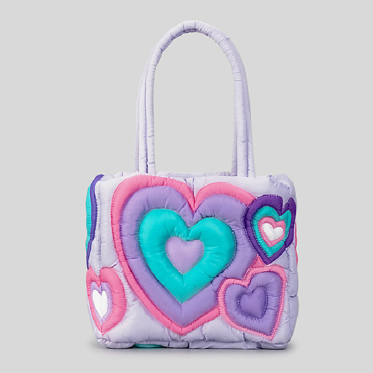 Fashion love tote bag with patchwork cotton filling handbag AB2145