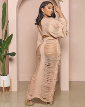 Load image into Gallery viewer, Fashion knitted hollow out long sleeved skirt set（AY2991
