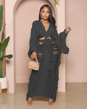 Load image into Gallery viewer, Fashion knitted hollow out long sleeved skirt set（AY2991
