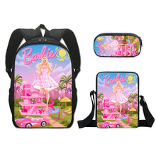 Load image into Gallery viewer, Barbie printed backpack three piece set AB2135
