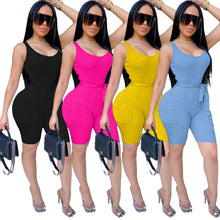 Load image into Gallery viewer, Slim fitting buttocks solid color jumpsuit AY3018

