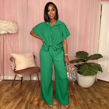 Load image into Gallery viewer, Fashion pleated shirt wide leg pants set AY3178
