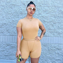 Load image into Gallery viewer, street solid color tight fitting short sleeved top and shorts casual set AY3466

