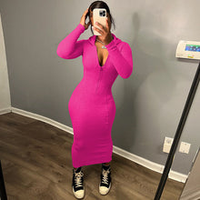 Load image into Gallery viewer, Hot selling solid color slim fit hip wrap dress AY3314
