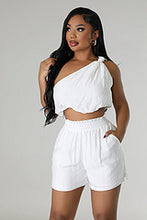 Load image into Gallery viewer, Slanted shoulder sports set sleeveless two-piece set AY3431
