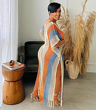 Load image into Gallery viewer, Striped fringe knitted beach skirt AY3440
