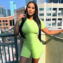Load image into Gallery viewer, street solid color tight fitting short sleeved top and shorts casual set AY3466
