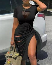 Load image into Gallery viewer, Sexy ripped slit drawstring dress AY3407
