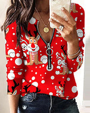 Load image into Gallery viewer, Christmas print V-neck long sleeved top AY3289
