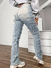 Load image into Gallery viewer, Stretch patch denim layered straight leg jeans AY3329
